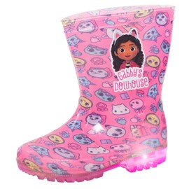 Gabby's Dollhouse Girls Light Up Wellington Boots UK 7 Child Pink
