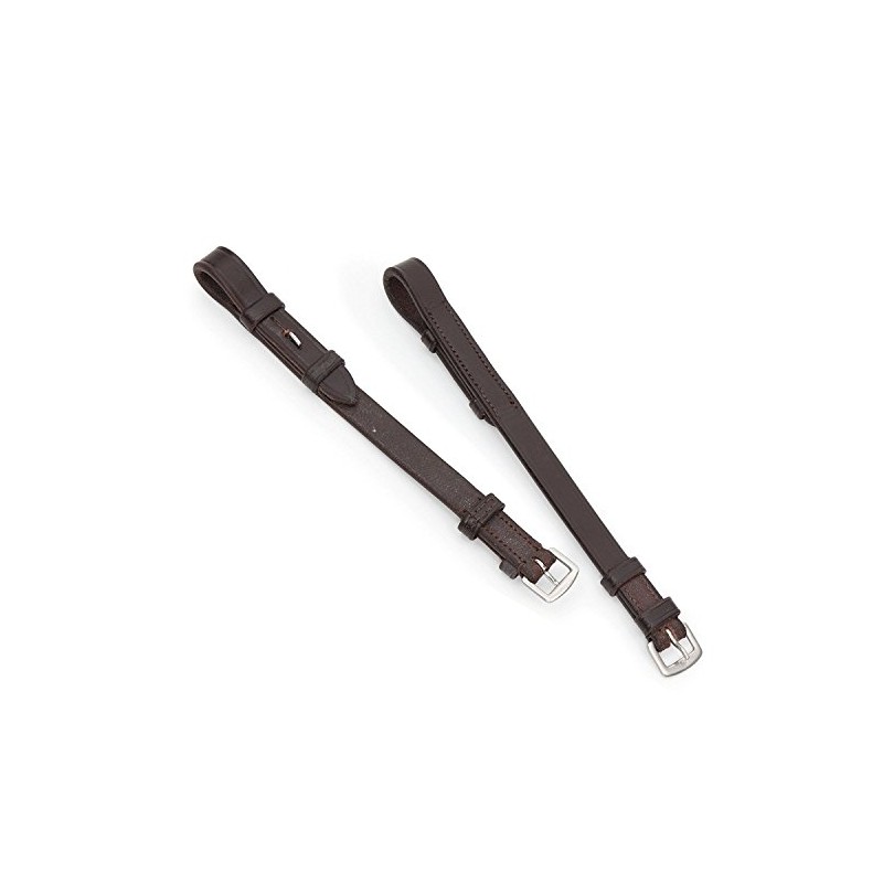 Shires Blenheim Bridle Cheek Pieces with Hook Studs-Havana Pony 1/2"