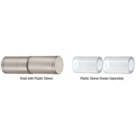 CRL Cylinder Style Brushed Nickel Finish Back-to-Back Shower Door Knob With Plastic Sleeve