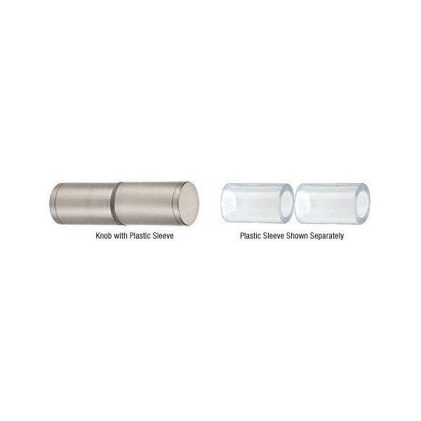 CRL Cylinder Style Brushed Nickel Finish Back-to-Back Shower Door Knob With Plastic Sleeve