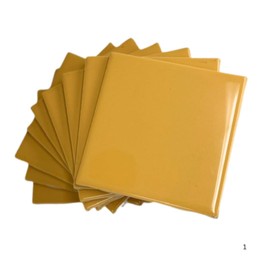 4 in Ceramic Tile Gloss 4 1/4" Box of 10 Pieces for Bathroom Wall and Kitchen Backsplash by Tenedos – Glossy Finish, Classic Look (Mustard Yellow)