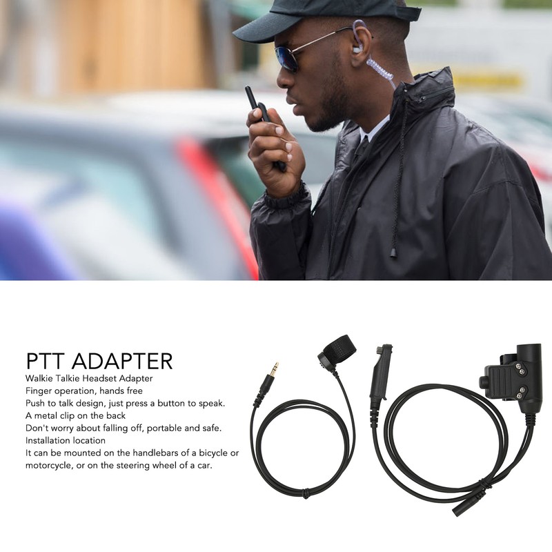 U94 PTT Adapter Cable Walkie Talkie Headset Adapter with Key