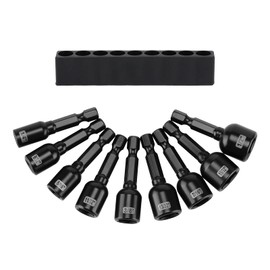 Mayouko 1/4" Magnetic Hex Nut Driver, 1/4" - 1/2", 9 Pieces Socket Adapter Drill Bit, Quick-Change Hex Shank