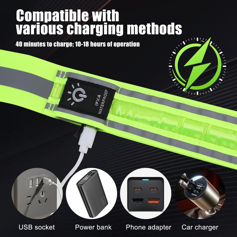 Jesiah LED Reflective Running Gear, 3 Light Modes High Visibility