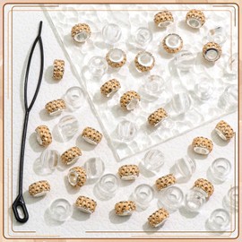 VENOFEN 50PCS Gold Rhinestone Hair Beads Clear Pony Beads Dreadlock Jewelry European Braids Bead Hair Decoration Accessories for Women and Men