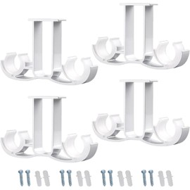 Soportes para Barra de Cortina, Soportes para Cortinas, 4 Pzas Instalación de Techo de Doble Mortaja de Barbilla de Aleación de Aleación de Aluminio, Adecuada para Una Barra Romana de 28 Mm (Blanco)