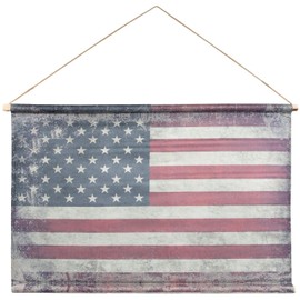 Hobby Lobby USA Flag Wall Tapestry, Vintage Distressed Design, 23.75 x 39 inches, Rustic Patriotic Home Decor with Rope Hanger