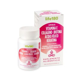 Life180 Vitamina E, Colágeno, Biotina, Ácido Fólico y Keratina 60 Cápsulas                                                                            