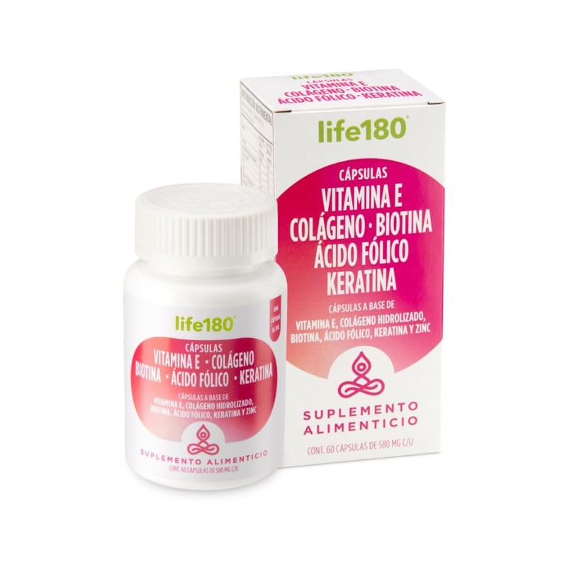 Life180 Vitamina E, Colágeno, Biotina, Ácido Fólico y Keratina 60