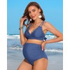 Charmo Maternity Scalloped Trim Bikini Set High Waist 2 Piece
