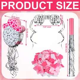 Sratte Disco Ball Piñata Cute Hat Disco Ball Party Supplies Piñata with Blindfold and Bat Theme Decorations for Birthday Fiesta Party Supplies (12.8 x 13.78 Inch)