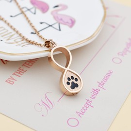 Infinity Pet Urn Necklace for Ashes Dog Cat Paw Print Eternal Love Cremation Jewelry Keepsake Ashes Necklace Stainless Steel Memorial Urn Pendant Necklace Infinite Shape Funeral Urn Necklace,