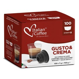Italian Coffee for Espresso Lovers capsules compatible with Dolce Gusto machines (100 Count (Pack of 1), Gusto&Crema)