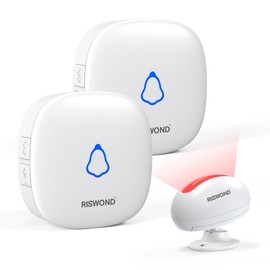 Wireless Motion Sensor Door Chime: Business Entry Doorbell Indoor Motion Detector Alarm Buzzer Store Entrance Alert Bell (1000Ft Range, 32 Tunes, 5 Level Volume) 1 sensors 2 Receiver