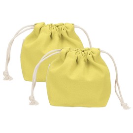 sourcing map 2 Pcs Drawstring Makeup Bag, 4.7" Canvas Cosmetic Bag Women's Make Up Bags Toiletry Organizer Pouch for Travel Toiletries Accessories, Yellow
