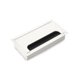 Emuca - Cable organizers for table, rectangular, 160x80mm, recessed, Aluminium, White painted