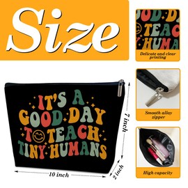 Teacher Gifts Makeup Bag, It's A Good Day To Teach Tiny Humans, Teacher's Day, Appreciation Week, Back to School, Thank You Gifts for Women Female Coworker Educator, Boho Cosmetic Bag for Purse