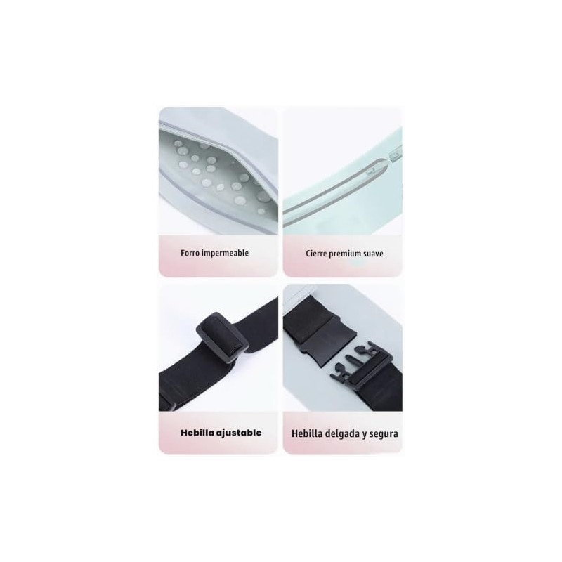 Cangurera Deportiva Ultra Delgada Impermeable, Cinturón de Running Ajustable con