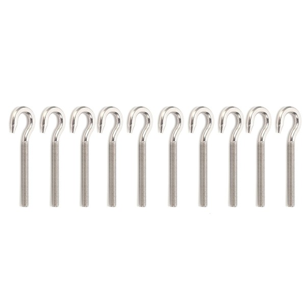 10pcs 304 Stainless Steel Eye Bolt Hooks, Open Bolt Hook
