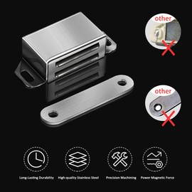 Onarway Magnetic Door Catch 10KG Pull Strong Magnet Cabinet Latches Magnetic Hardware Stainless Steel Chrome Door Closer for Bathroom Kitchen Sliding Door Window Cupboard (10KG Strength 2 Pack)