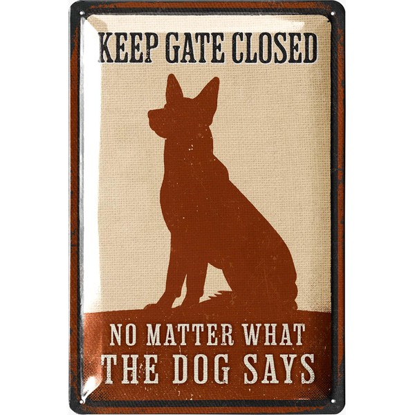 LANOLU Retro Tin Sign Door Sign Dog, Keep Gate Closed