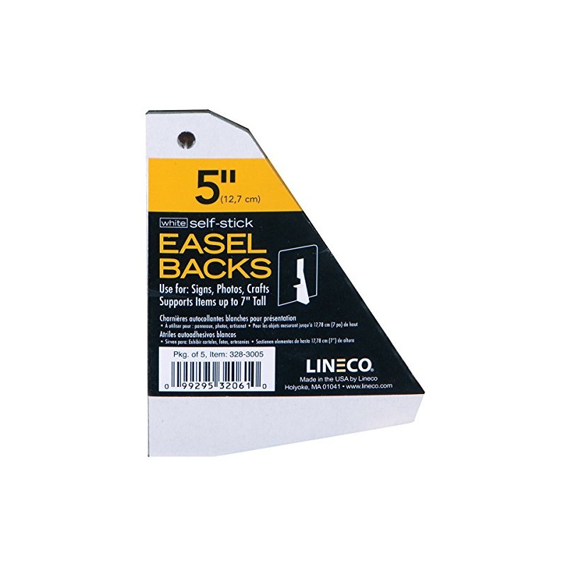 Lineco Self-Stick Chipboard Easel Backs 5/Pkg-White Single-Wing 5"
