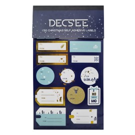 150 Navy Blue Gold Labels Christmas Sticker Gift Tags Name Xmas Present Easy Peel Stick-on Presents