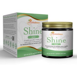 OraWellness Shine Remineralizing Natural Teeth Whitening Powder, Tooth Stain Remover and Polisher With Kaolin Clay Powder, Fresh Mint
