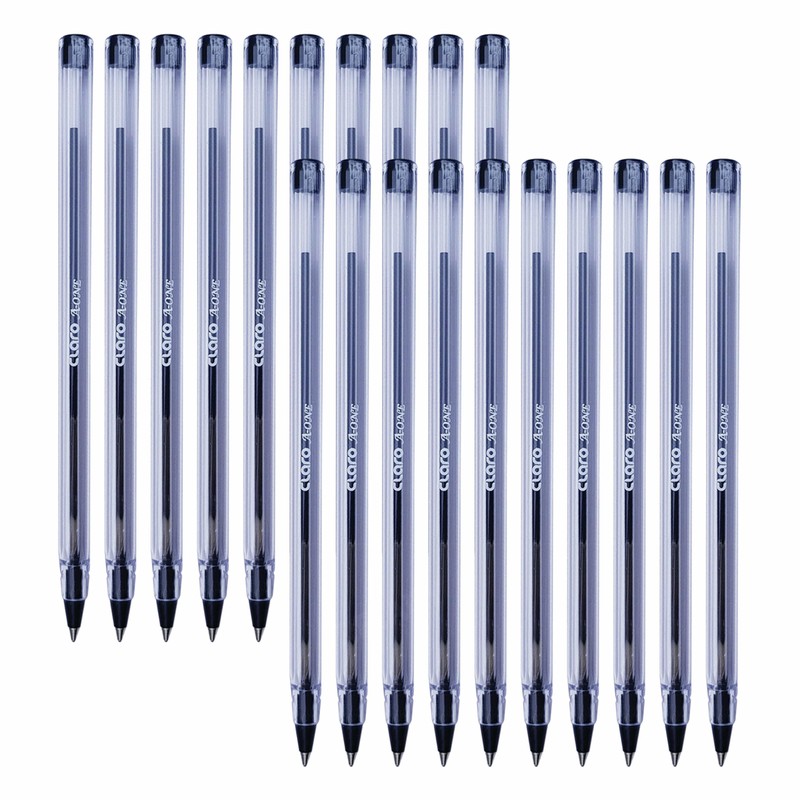 CLARO A-one Ballpoint Pens, BLACK, Medium Point (1.0mm), Pack of