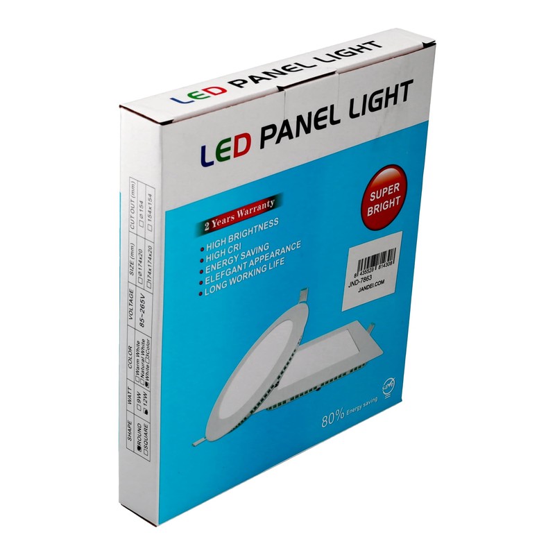 JANDEI - LED Downlight Round Extra Flat Panel. Lighting 12W,