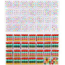 L'EclatDina - Juego de 1900 abalorio de letra, 2 cajas de abalorio del alfabeto para pulseras, número redondo y abalorio de corazón, kit de fabricación de joyas de cuerda elástica de 5 m, regalo ideal