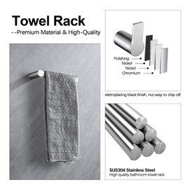 4-Pieces Bathroom Accessories Set, Towel Bar Set Modern Stainless Steel Towel Rack Towel Hooks Toilet Paper Holder for Bathroom Wall Mounted, Brushed Nickel 16 Inch