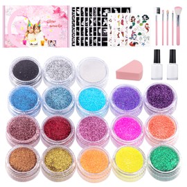 Glitter Tattoos Children's Set, 18 Colours Glitter Tattoo Girls for