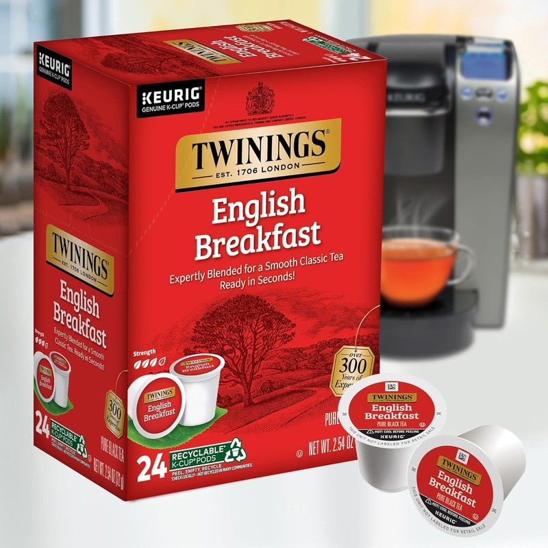 Twinings English Breakfast Tea Single Serve K-Cup Pods for Keurig,