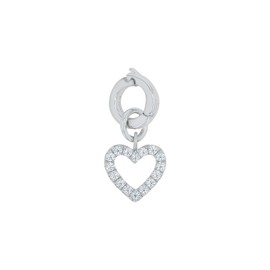 Amor Charm 925 Sterling Silver, Women's Charms, with Synthetic Cubic Zirconia, Silver, Gold, Comes in Jewellery Gift Box, Sterling Silver, Cubic Zirconia
