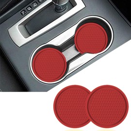 Mearo 2PCS Car Cup Coaster, Non-Slip Universal Insert Coaster, Car Cup Holder Coaster, PVC Car Coaster Car Interior Accessories, Suitable for Most Car Interior (Red)