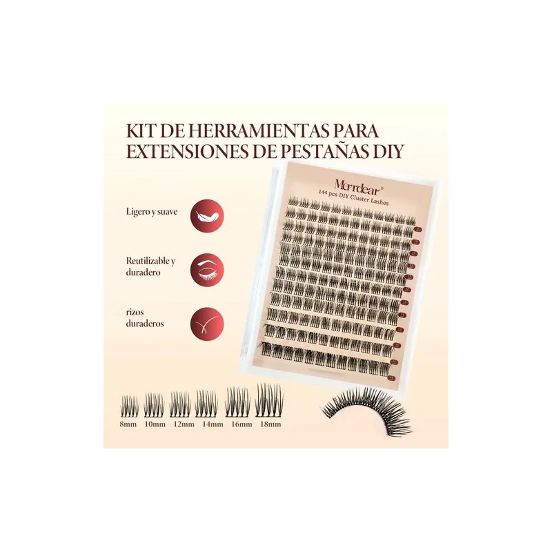 Pestañas Extensions Kit 144 Piezas H02 Curvatura D 8-18 Mm