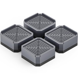 DEWEL Pack of 4 Washing Machine Feet, Dryer Foot Pads, Grey Furniture Risers - Furniture Raisers for Fridge, Bed, Table, Chair, Sofa (1-Ply, 4 cm)