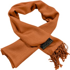 Persimmon Orange Burnt Orange Men's Solid Colour Fashion Scarf Scarves Fall/Winter Wrap Hand Made in Nepal CJ Apparel NEW
