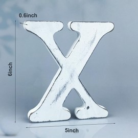 WOODOUNAI 6 Inch Rustic White Wood Letters Unfinished Wood Letters for Wall Decorative White Retro Standing Letters Sign Board Decoration for Craft Home Party Projects (X)