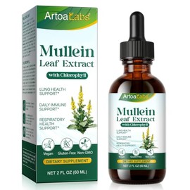 Mullein Leaf Extract for Lungs, Mullein Drops for Lung Cleanse and Respiratory Support, Mullein Herbal Supplements with Chlorophyll, 60ml