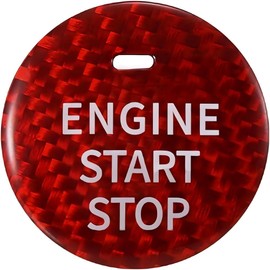 Auto Engine Start Stop Button,Power Ignition Switch Button Cover Sticker Decoration Trim, Red Real Carbon Fiber, Compatible with Mazda 3 6 CX-3 CX-5 CX-9 MX-5