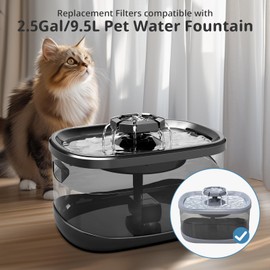 12 Pack Pet Fountain Filter Replacement for 2.5 Gal / 9.5 L Large Dog Water Fountains, 7" Larger Water Bowl Filter Replacement, Coconut Activated Dog Fountain Filters(6 Filters+ 6 Sponges)