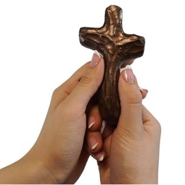 Holy land Wood and Stone Journey Holding Cross - JHC 7 Burnished Bronze