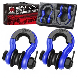 AMBULL Upgraded Snatch Block, 3/4" D Ring Shackle (2 Pack) 22,000lb Break Strength with Towing Pulley, Heavy Duty Offroad Recovery Accessory for Truck, Tractor, ATV & UTV (Blue)
