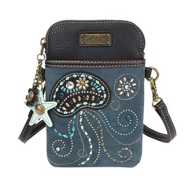 CHALA Dazzled Cell Phone Crossbody Purse-Women PU Leather Multicolor Handbag with Adjustable Strap - Jellyfish - navy