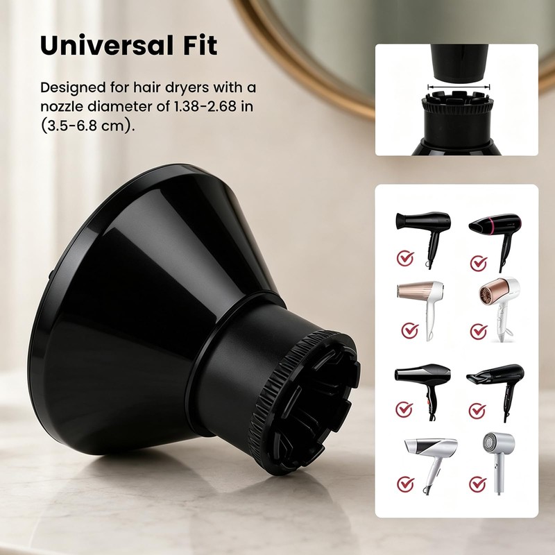 Universal Hair Dryer Diffuser, Blow Dryer Nozzle Hair Dryer-Attachment