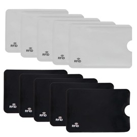 DEVENTORZ Anti-Skimming Magnetic Card Case, RFID IC Card Protection, Ultra Thin, Waterproof, Magnetic Shield, Data Protection, Credit Card Compatible, Cover, Reading Error Prevention, Black*5 White*5