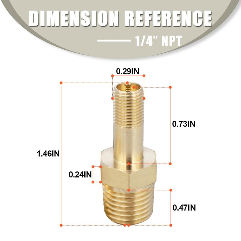 8Pcs Brass Schrader Valve,NPT Car Valve Adapter,NPT Tank Valves with