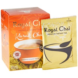 Royal Chai | Karak Chai Unsweetened | 10 Single Serving Sachets | Premium Instant Tea